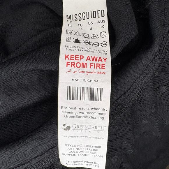 Missguided Witchy Goth Black Sheer Sleeve LBD Mini Dress Sz 6 - Picture 7 of 8